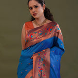 Yale Blue Paithani Saree With Butti'S