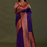 Deep Violet Paithani Saree With Butti'S