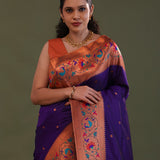 Deep Violet Paithani Saree With Butti'S