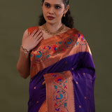 Deep Violet Paithani Saree With Butti'S