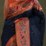 Oxford Blue Paithani Saree With Butti'S