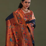 Oxford Blue Paithani Saree With Butti'S