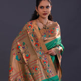 Teal Green Paithani Saree With Butti'S