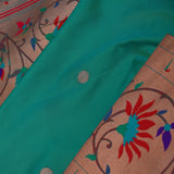 Teal Green Paithani Saree With Butti'S