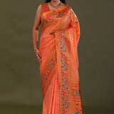 Orange Paithani Saree With Butti'S