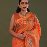 Orange Paithani Saree With Butti'S