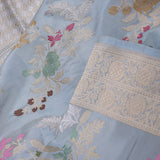 Sky Blue Banarasi Tissue Saree With Meenakari Work