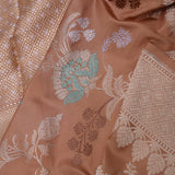 Dark Peach Banarasi Silk Saree With Meenakari Design