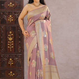 Dirty Purple Munga Tussar Saree With Meenakari Butta