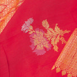 Red Munga Tussar Saree With Floral Butta