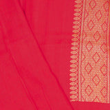 Red Munga Tussar Saree With Floral Butta