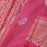 Pink Munga Tussar Saree With Floral Butti'S