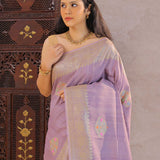 Mauve Purple Munga Tussar Saree With Meenakari Butta