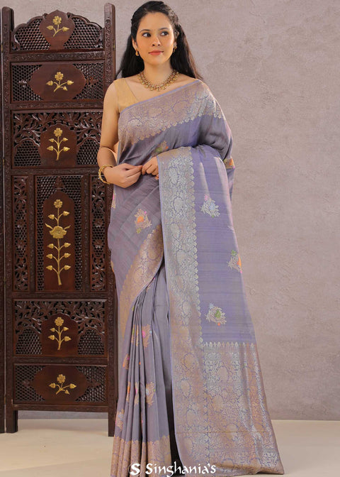 <img> Lilac Blush Munga Tussar Saree With Butta Work