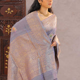 Lilac Blush Munga Tussar Saree With Butta Work