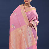 Twilight Lavender Banarasi Saree With Floral Design