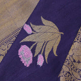 Deep Violet Khadi Tussar Saree With Meenakari Butta
