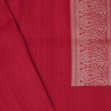 Cherry Red Munga Tussar Saree With Meenakari Butta