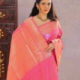 Pink Munga Tussar Saree With Meenakari Design