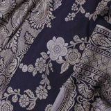 Navy Blue Banarasi Munga Tussar Silk Saree With Floral Jaal