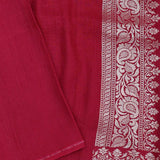 Vivid Burgundy Banarasi Saree With Floral Weaving
