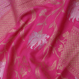 Deep Cerise Pink Banarasi Saree With Floral Weaving