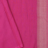 Deep Cerise Pink Banarasi Saree With Floral Weaving