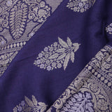 Very Dark Desaturated Blue Munga Tussar Saree With Floral Butta'S