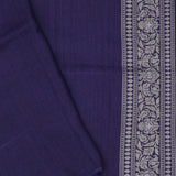 Very Dark Desaturated Blue Munga Tussar Saree With Floral Butta'S