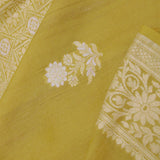 Warm Olive Green Munga Tussar Saree With Butti'S