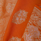 International Orange Munga Tussar Saree With Butta'S