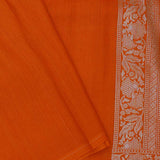 International Orange Munga Tussar Saree With Butta'S