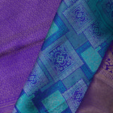 Blue Kanjivaram Silk Saree With Contrast Purple Border