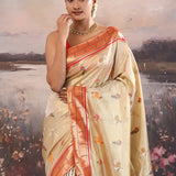 Desert Brown Paithani Saree With Animal Motifs