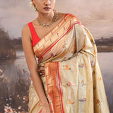 Desert Brown Paithani Saree With Animal Motifs