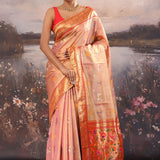Dark Peach Paithani Saree With Animal Motifs