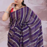 Midnight Blue Rangkat Banarasi Saree