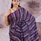 Midnight Blue Rangkat Banarasi Saree
