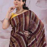 Maroon And Brown Rangkat Banarasi Saree
