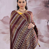 Maroon And Brown Rangkat Banarasi Saree