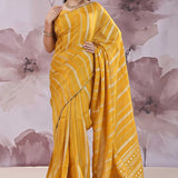Mustard Yellow Banarasi Saree With Stripes