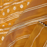 Mustard Yellow Banarasi Saree With Stripes