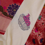 Off-White Banarasi Silk Saree With Meenakari Work