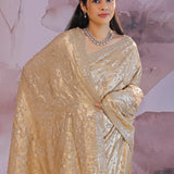 Almond Beige Fancy Tissue Saree With Sequins Work