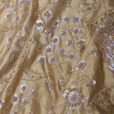 Golden Fancy Tissue Saree With Sequins Work