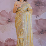 Multi-Color Fancy Tissue Saree With Sequins And Beads