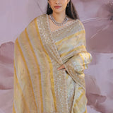Multi-Color Fancy Tissue Saree With Sequins And Beads