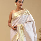 Rose Quartz Pink Kanjivaram Tissue Saree With Brocade
