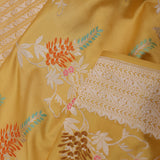 Yellow Banarasi Silk Saree With Meenakari Design