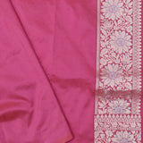 Raspberry Rose Banarasi Saree With Floral Weaving
